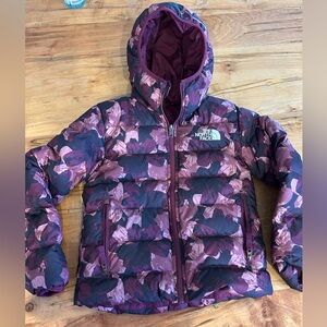 Girls North Face Reversible North Down Hooded Jacket - Size M (7/8)